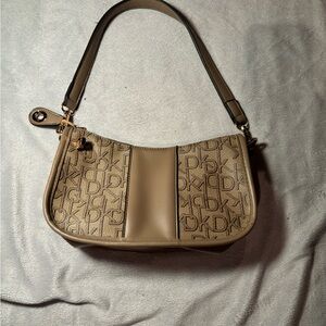DKNY Beige Monogram Shoulder Bag